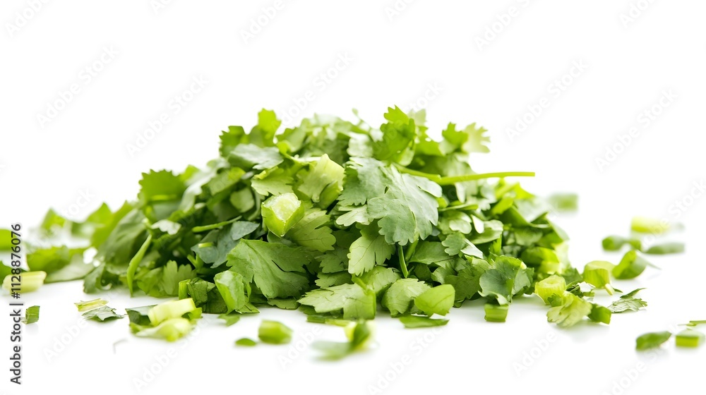 Chopped Coriander leaves isolated in white background Chopped Coriander leaves isolated in white background
