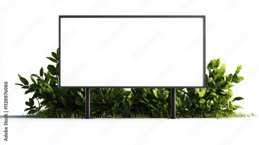 Fototapeta premium Blank Billboard Surrounded by Lush Greenery and Fresh Vegetation