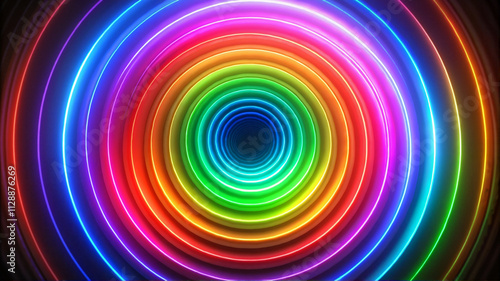 Neon rainbow circle with glowing effect