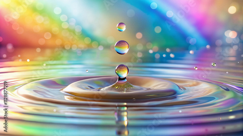 Wallpaper Mural Rainbow droplet with vibrant ripple effect Torontodigital.ca
