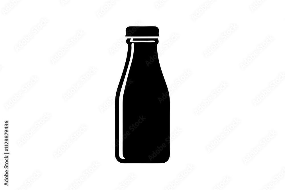 Juice Bottle Silhouette Icon on White Background - Refreshing Design Element Juice Bottle Silhouette Icon on White Background - Refreshing Design Element