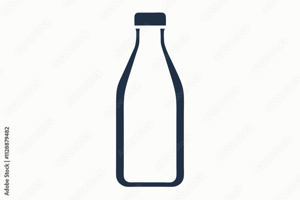 Juice Bottle Silhouette Icon on White Background - Refreshing Design Element Juice Bottle Silhouette Icon on White Background - Refreshing Design Element