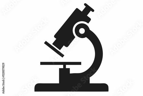 Microscope Silhouette Icon on White Background - Scientific Symbol