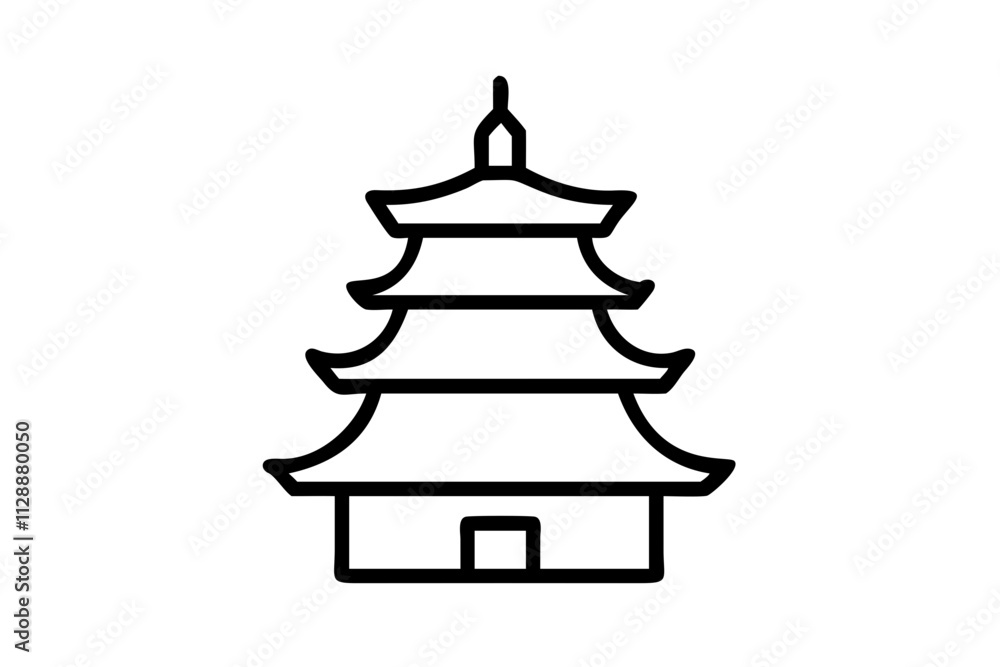 Pagoda Silhouette Icon on White Background - Architectural Symbol Pagoda Silhouette Icon on White Background - Architectural Symbol