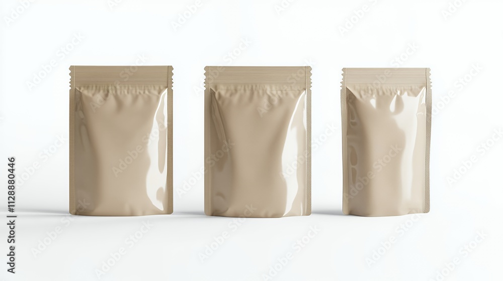 Beige Stand-Up Pouches Mockup Beige Stand-Up Pouches Mockup