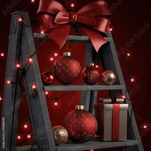 red christmas balls on black background