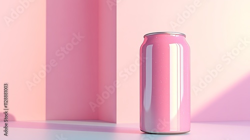 Wallpaper Mural Pink soda can on pastel background with sunlight and shadows Torontodigital.ca