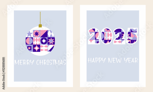 New Year's card. New Year and Christmas greeting card. The postcard is drawn in the style of abstraction
