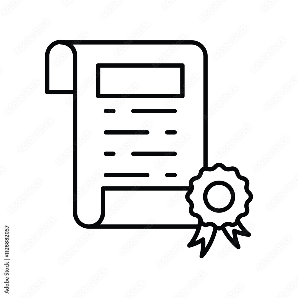 Diploma line icon with white background vector stock illustration Diploma line icon with white background vector stock illustration