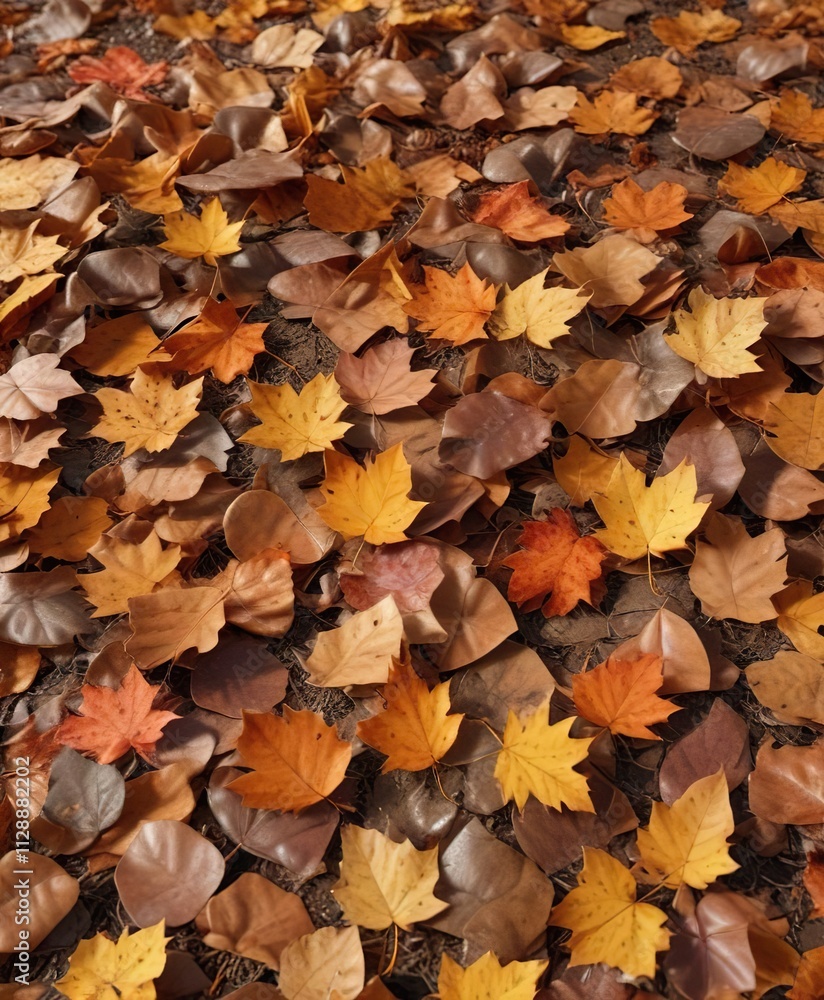 A scattered pile of fallen leaves with brown spots scattered all over the ground, outdoor scene, fall colors A scattered pile of fallen leaves with brown spots scattered all over the ground, outdoor scene, fall colors