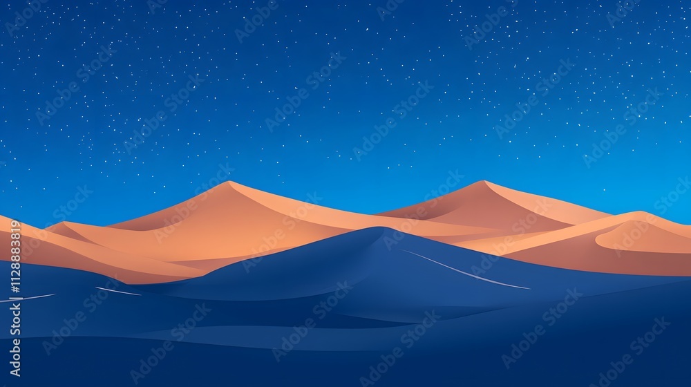 Desert Dunes Under a Starry Night Sky Desert Dunes Under a Starry Night Sky