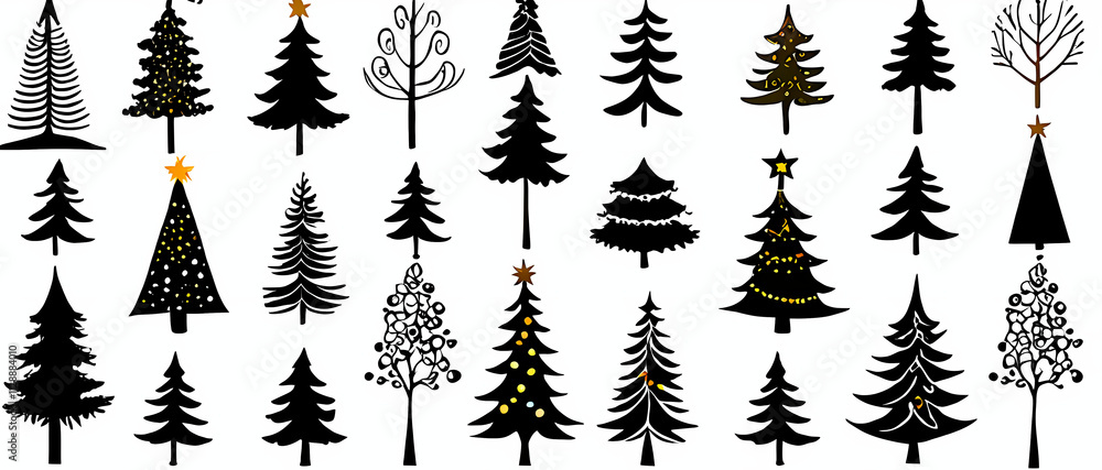 Fototapeta premium christmas trees collection