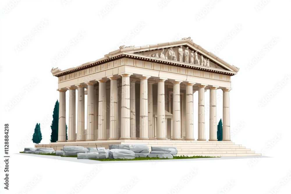 Obraz premium A graphic depiction of the Temple of Artemis in simplified detail with clean white space around it