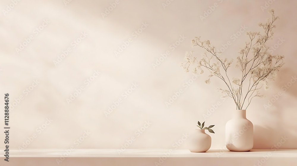 Dried Flowers and Minimalist Vases on a Shelf Dried Flowers and Minimalist Vases on a Shelf