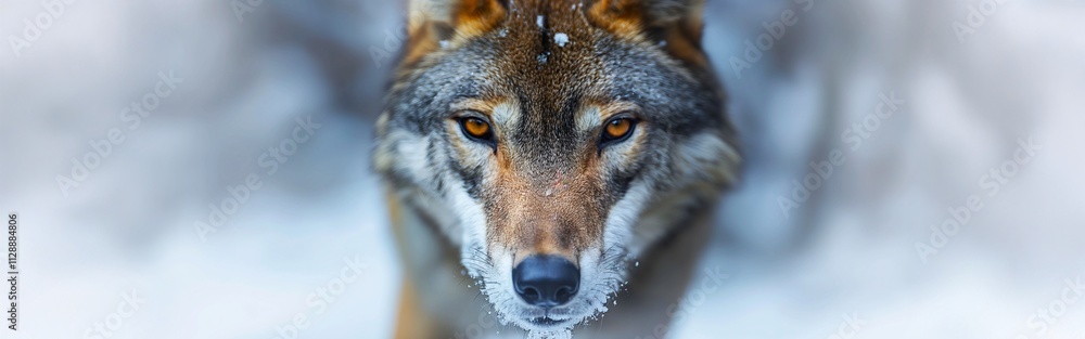 Fototapeta premium Close up of a Wolf in Snowy Wilderness, Concept of Wildlife, Predator