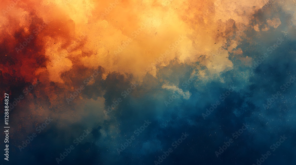 Abstract fiery orange and blue nebula cosmic art Abstract fiery orange and blue nebula cosmic art