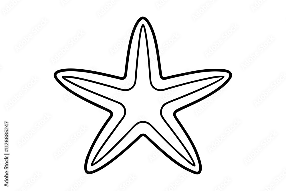 Starfish Silhouette Icon on White Background - Coastal Design Element Starfish Silhouette Icon on White Background - Coastal Design Element