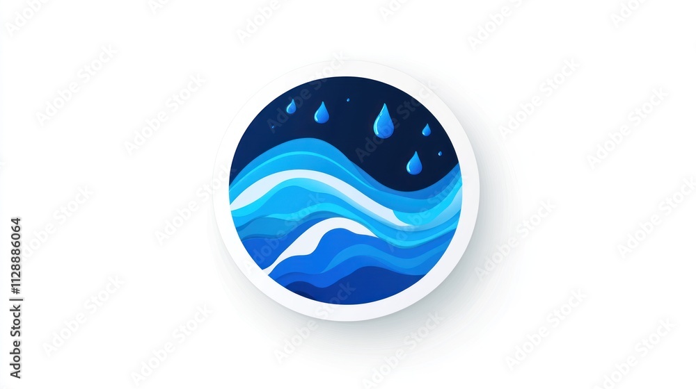 Abstract Water Waves Illustration: A Paper Cutout Style Depiction of Ocean Waves and Raindrops, Evoking Serenity and the Beauty of Nature Abstract Water Waves Illustration: A Paper Cutout Style Depiction of Ocean Waves and Raindrops, Evoking Serenity and the Beauty of Nature