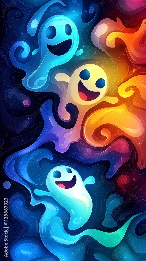 Playful Ghosts in Abstract Swirls Playful Ghosts in Abstract Swirls