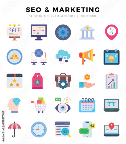 Set of SEO & MARKETING icons. Vector Illustration.