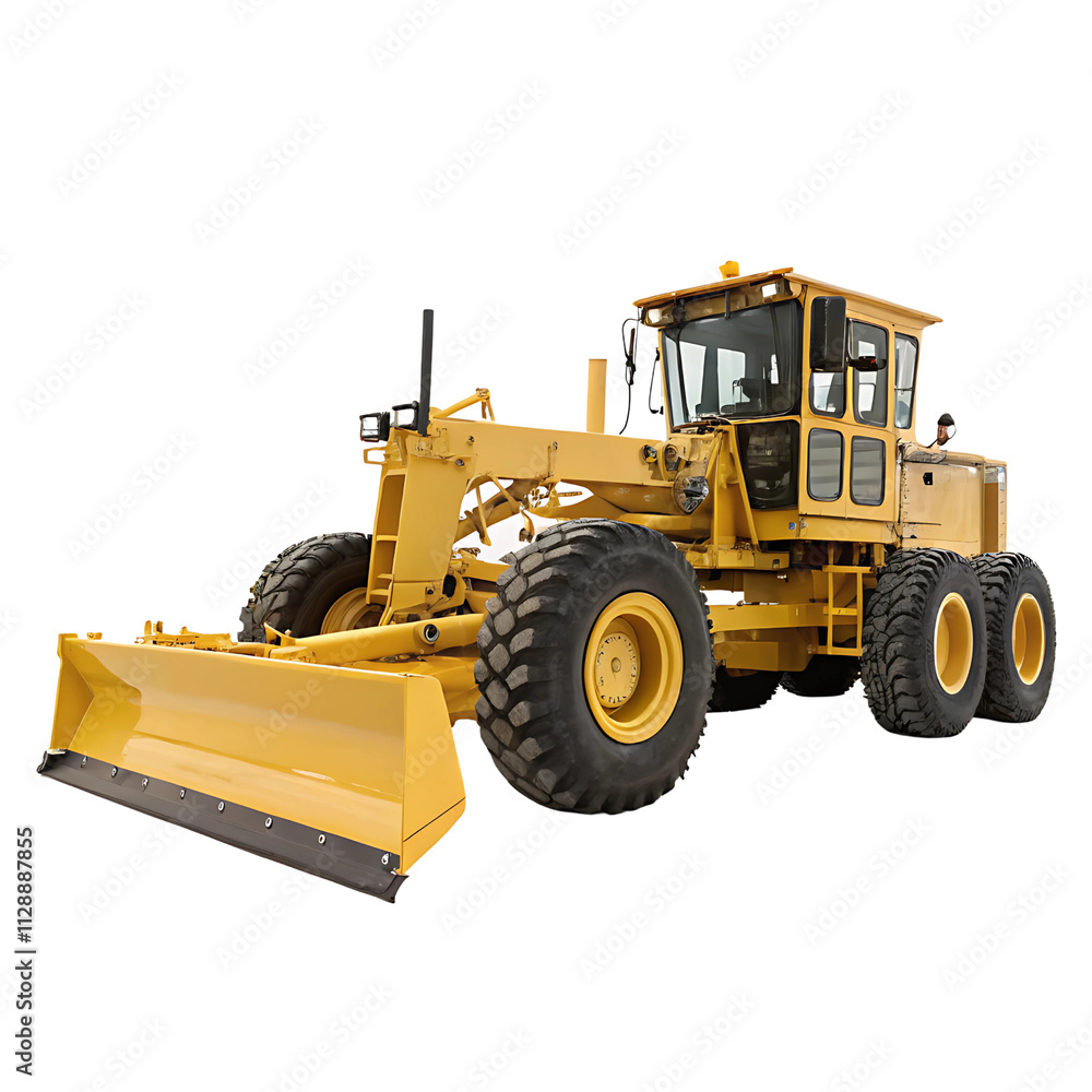Heavy-Duty Machine Grader in Yellow on Transparent Background Heavy-Duty Machine Grader in Yellow on Transparent Background