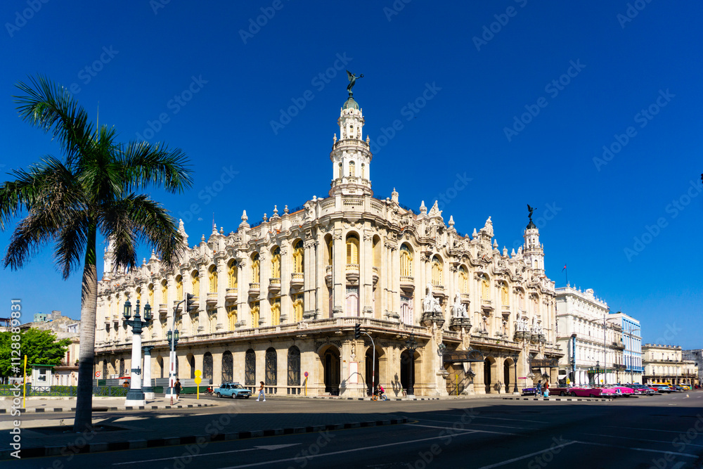 Naklejka premium Grand Theater Alicia Alonso in Havana with Beautiful Architecture Details, Cuba