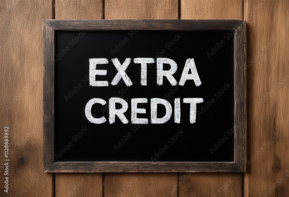 Blackboard with Extra Credit Written in White Chalk Blackboard with Extra Credit Written in White Chalk