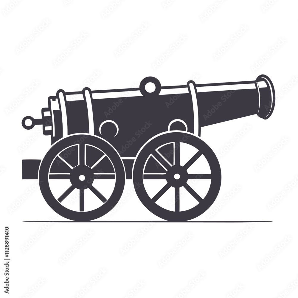 Fototapeta premium Bold Cannon Vector Design for Historical Logos and Themes.