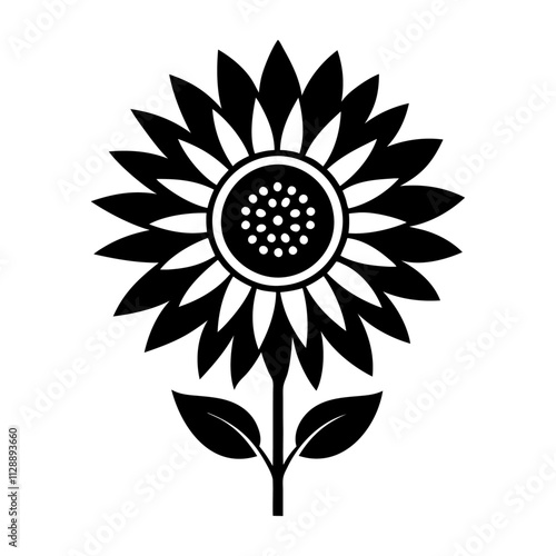 Black silhouette botany round sunflower vector icon design