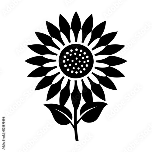 Black silhouette botany round sunflower vector icon design