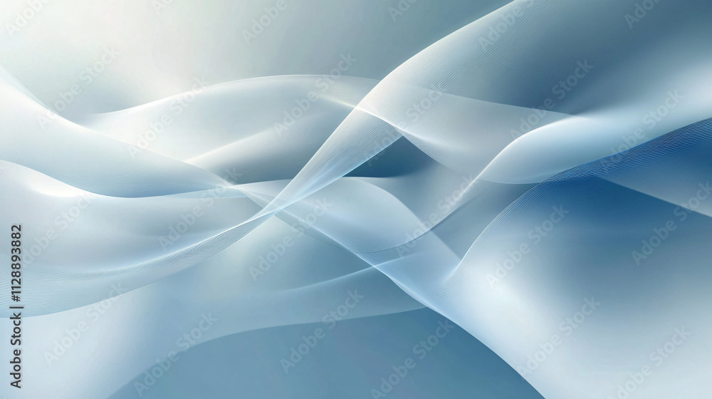 Fototapeta premium A minimalist abstract background depicting interconnected lines and shapes in blue and white, designed for technology themes, showcasing a clean and modern look ideal for presentations or digital desi