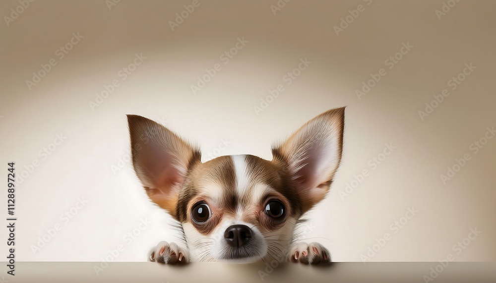 Cute Chihuahua peeking over a surface. Cute Chihuahua peeking over a surface.