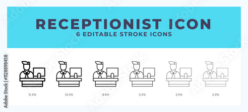 Receptionist icon vector illustration. With editable stroke for web. App and more.