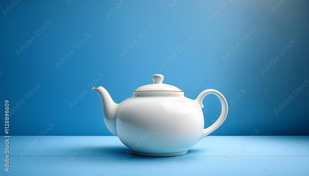 Elegant white teapot on a blue background. Elegant white teapot on a blue background.