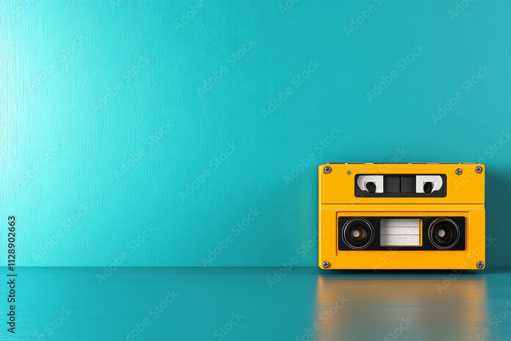 Fototapeta premium A clean icon of a cassette with the eject symbol above it, illustrated in a sleek and modern style