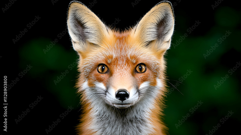 A close-up portrait of a red fox, showcasing its vibrant fur and expressive eyes against a blurred dark background. A close-up portrait of a red fox, showcasing its vibrant fur and expressive eyes against a blurred dark background.