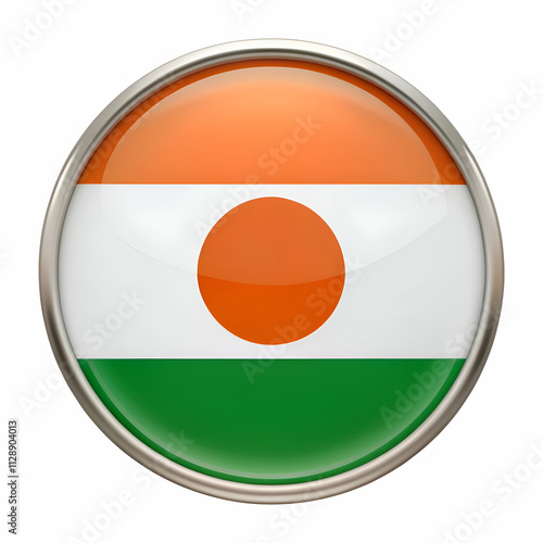 A circular button featuring the flag of Niger. Free Download A circular button featuring the flag of Niger. - GFXLoad