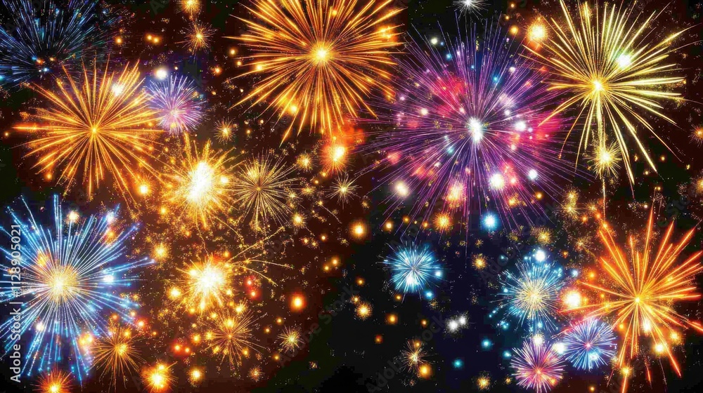 Fototapeta premium Colorful Fireworks Display at Night