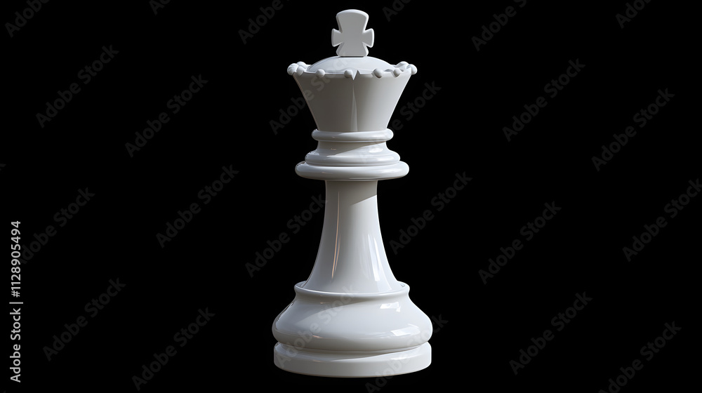 White Chess Queen Piece Isolated on Black Background White Chess Queen Piece Isolated on Black Background