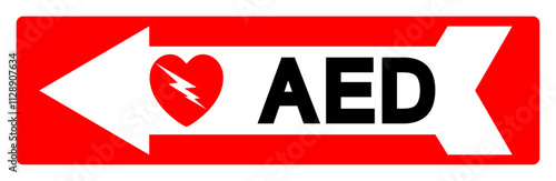 AED Symbol Sign, Vector Illustration, Isolate On White Background Label .EPS10