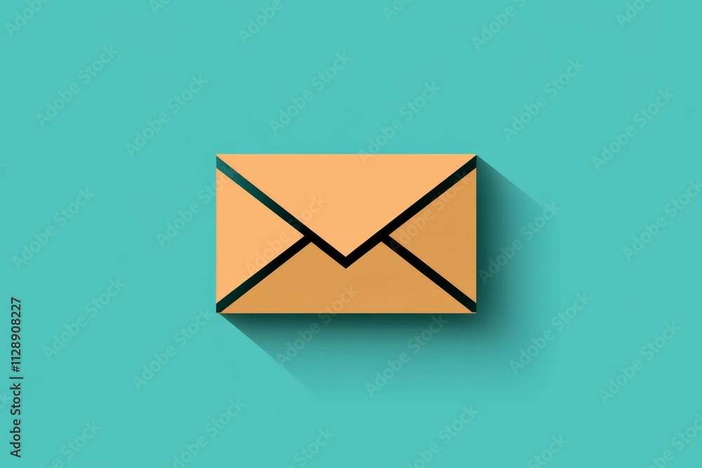 A flat, clean design of an envelope icon with a subtle glow, set against a solid pastel background A flat, clean design of an envelope icon with a subtle glow, set against a solid pastel background