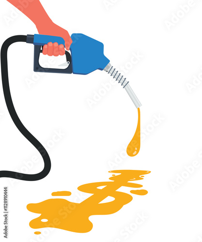 Hand holding gas fuel pump nozzle stock illustration