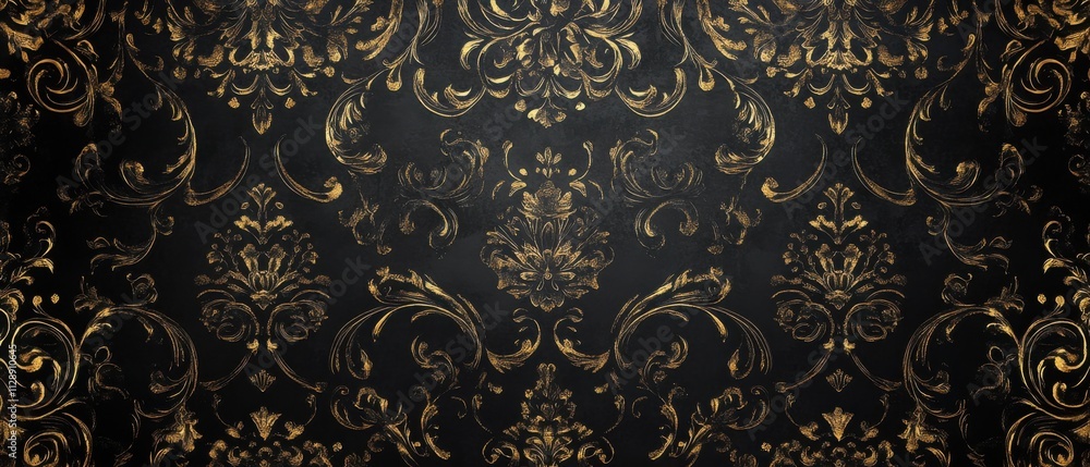 Elegant Gold and Black Damask Pattern Seamless Texture Background Elegant Gold and Black Damask Pattern Seamless Texture Background