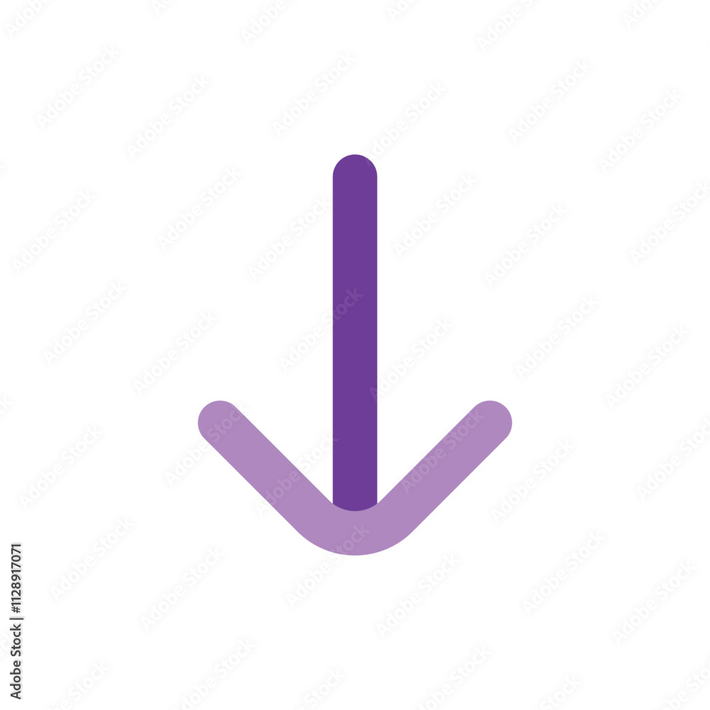 Abstract Purple Arrow Pointing Downward, Simple Design Abstract Purple Arrow Pointing Downward, Simple Design