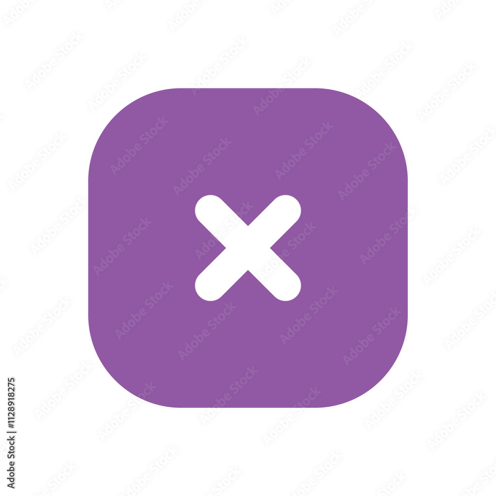 Fototapeta premium Pixelated Purple Button with Cross-Shaped Detailing