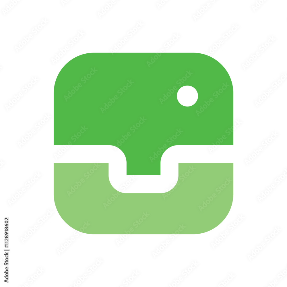 Abstract Pixel Art Depiction of a Simple Green Container or Box Abstract Pixel Art Depiction of a Simple Green Container or Box