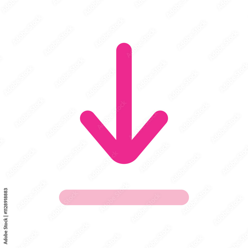 Pink Download Arrow Icon on Gray Background: Simple Digital Graphic Pink Download Arrow Icon on Gray Background: Simple Digital Graphic