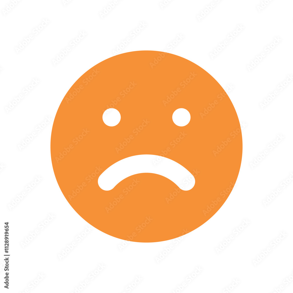 Pixelated Orange Circle with Minimalist Sad Face Emoji