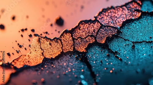 Highresolution image of polymer crystallization under a microscope, intricate molecular patterns