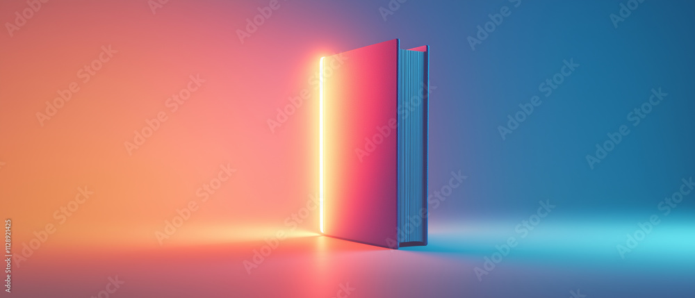 Illuminated Book in Neon Light. Illuminated Book in Neon Light.